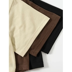 3 Packs Crew Neck Crop T-Shirts, Casual Short Sleeve Top For Spring & Summer, Women's Clothing