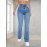 Light Blue Casual Bootcut Jeans, Mid-Stretch Slant Pockets High Waist Denim Pants, Women's Denim Jeans & Clothing
